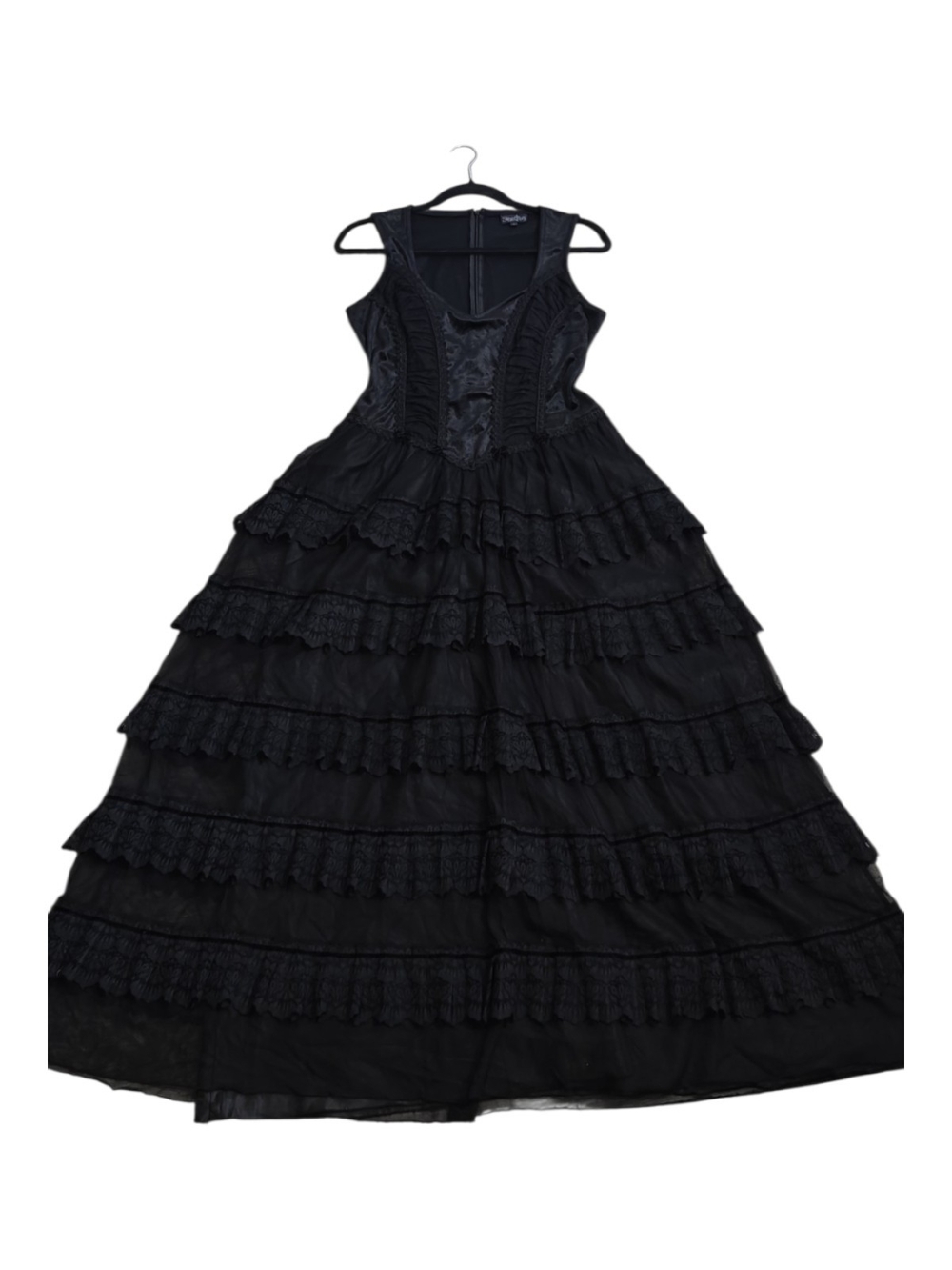 Black Tiered Lace Maxi Dress - Romantic Evening Gown